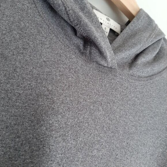 SOCIALITE Oversized Boxy Crop Hoodie Top Solid Grey Sz S - Picture 6 of 10